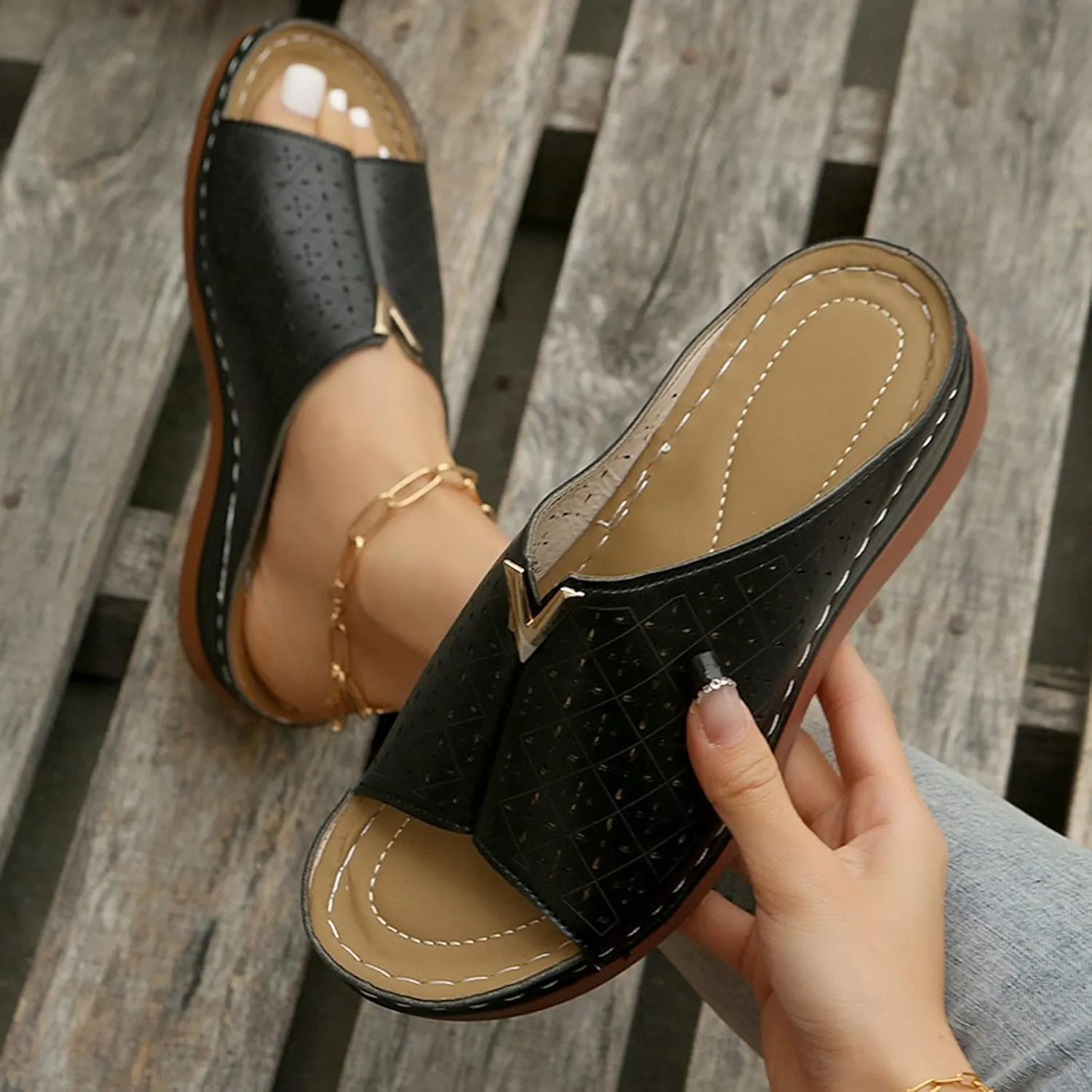 Wedge Sandals for Women White Mules Slip on Sandals Arch Support Slippers Comfortable Walking Summer Shoes2