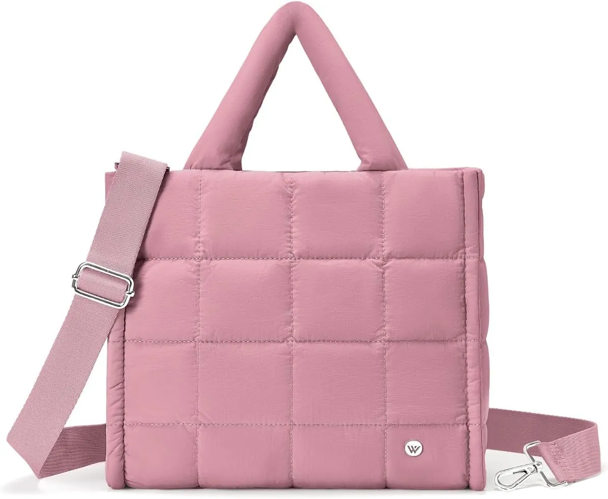 WESTBRONCO Puffer Crossbody Bags for Women Quilted Tote Bag Puffy Weekender Overnight Bag Nylon Shoulder Handbag