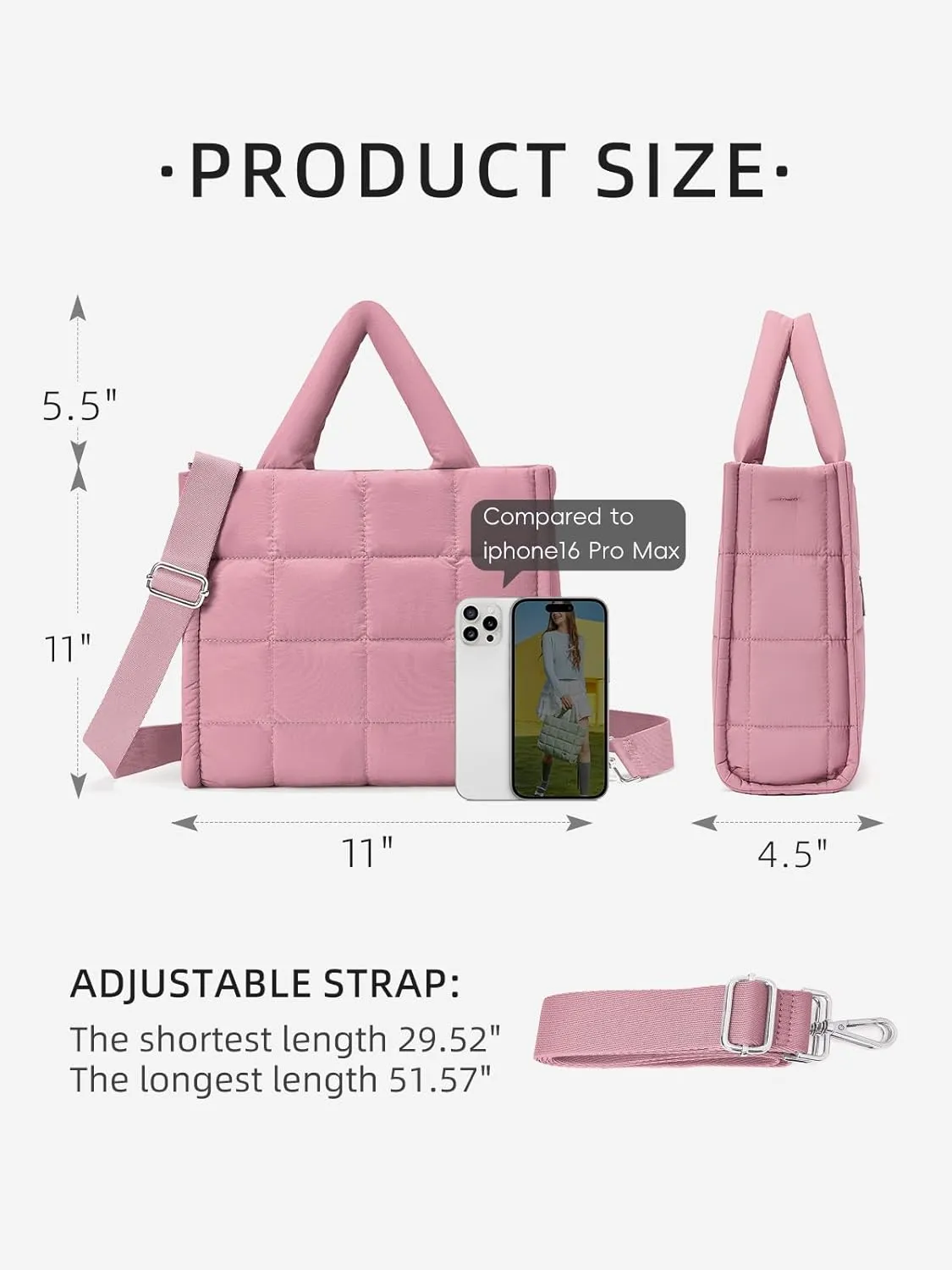 WESTBRONCO Puffer Crossbody Bags for Women Quilted Tote Bag Puffy Weekender Overnight Bag Nylon Shoulder Handbag