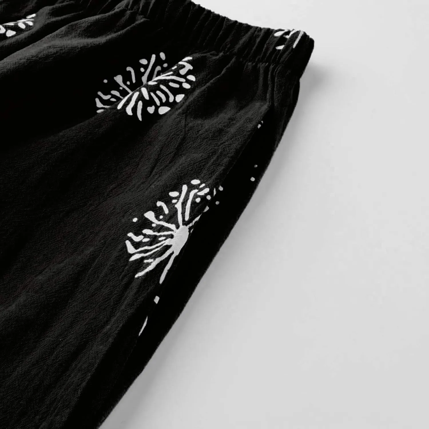 Wide Leg Linen Pants for Women Cotton Casual Summer Cropped Comfy Baggy Pants Straight Leg Breathable Loose Fit Trousers