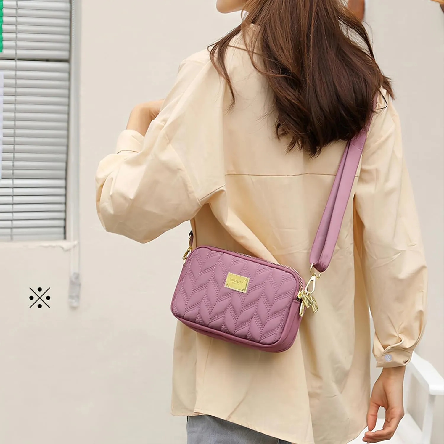 WITERY Small Crossboby Purse for Women - Waterproof Nylon Crossbody Phone Purse Shoulder Bag with Adjustable Strap