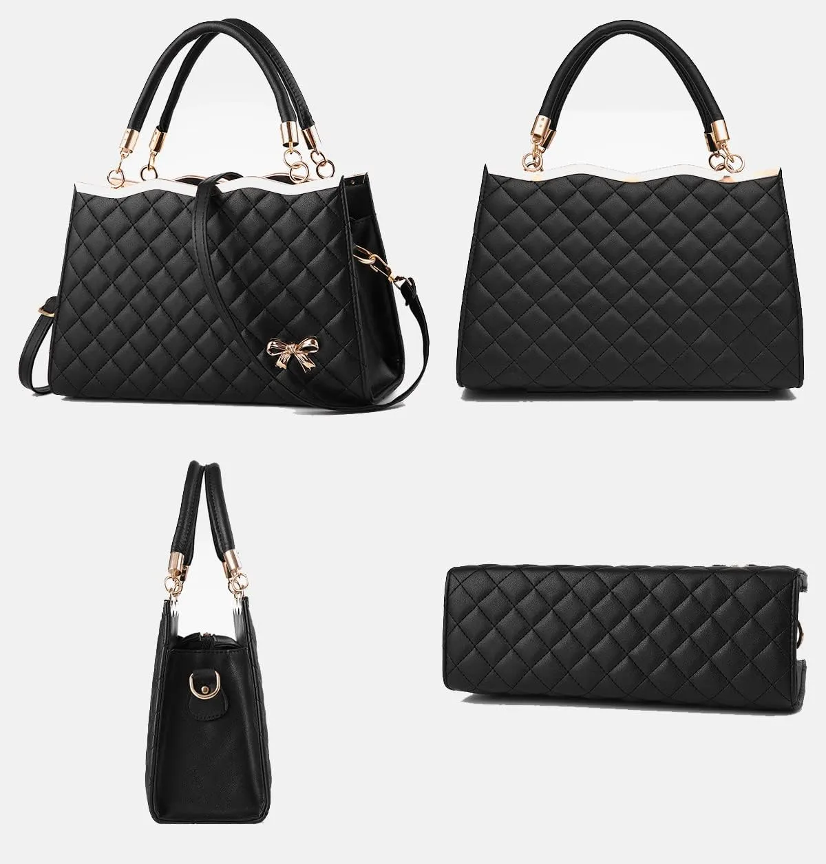 Women Fashion Top Handle Crossbody Bag Quilted Tote Purses Casual Large Satchel Handbag Ladies Shoulder Bag (Purple)
