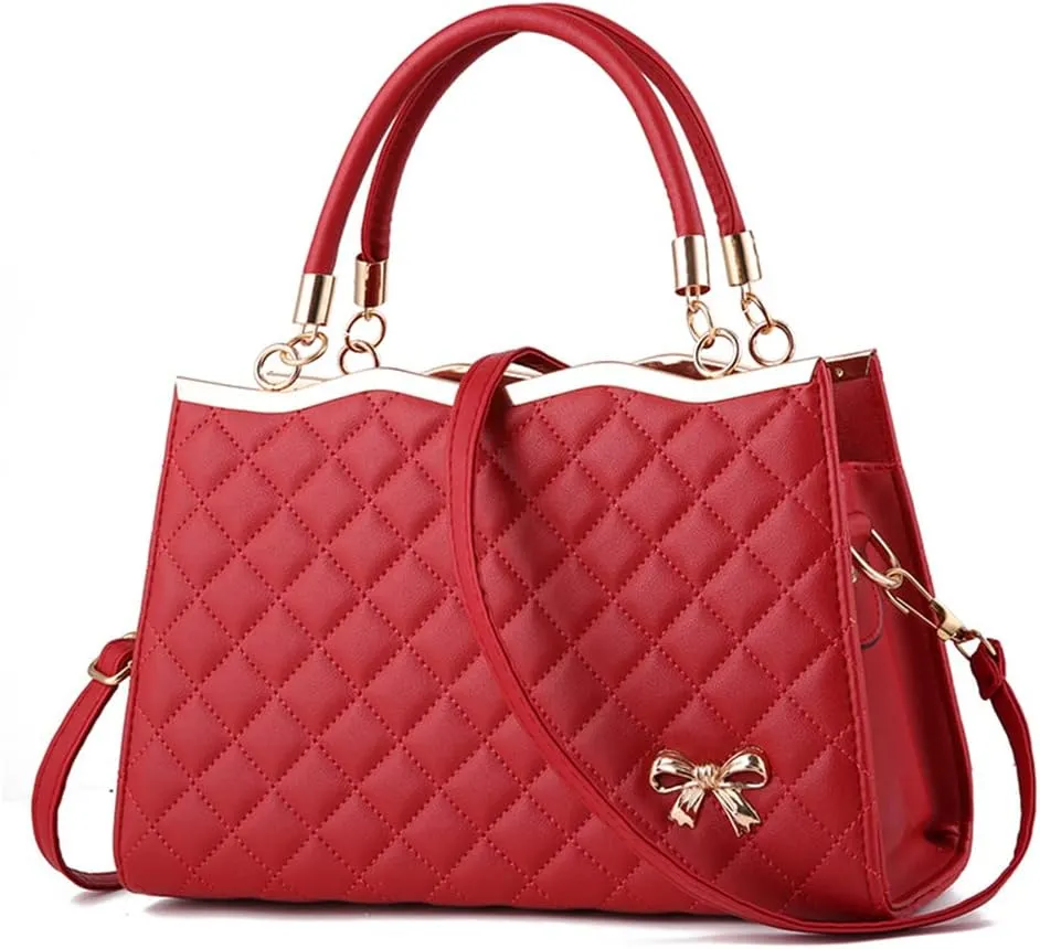 Women Fashion Top Handle Crossbody Bag Quilted Tote Purses Casual Large Satchel Handbag Ladies Shoulder Bag (Purple)