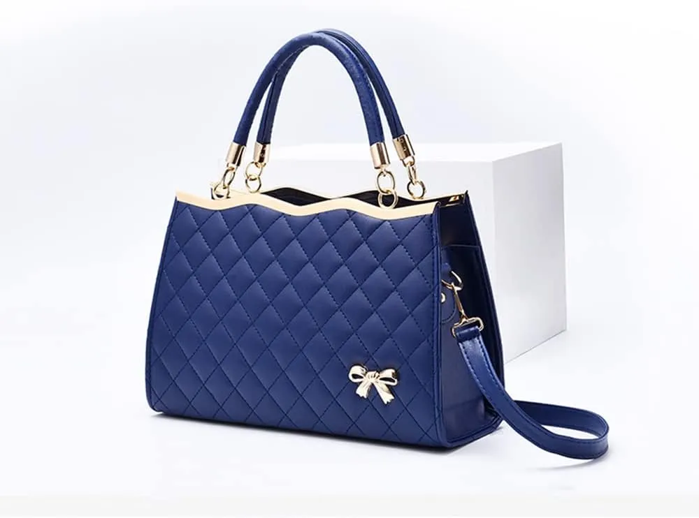 Women Fashion Top Handle Crossbody Bag Quilted Tote Purses Casual Large Satchel Handbag Ladies Shoulder Bag (Purple)