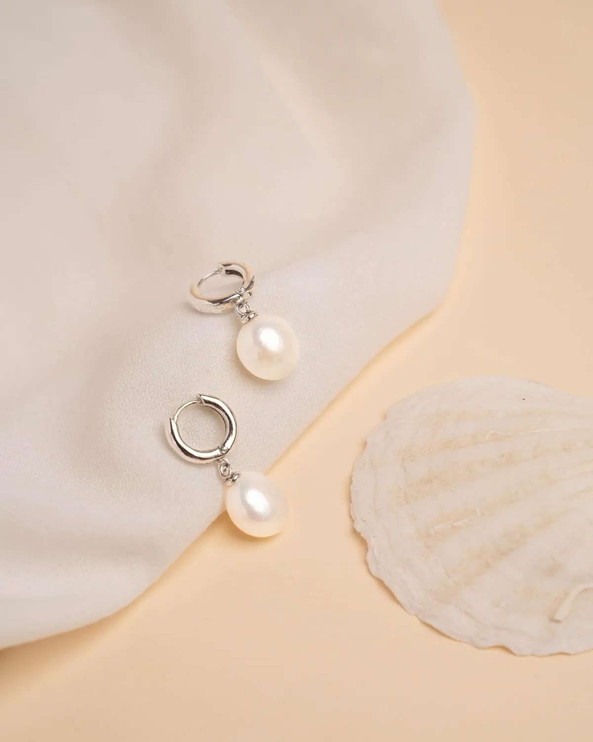 Women Pearl Earrings Freshwater Cultured Pearls Baroque Shape 12 to 13 mm with Large Zirconia Stone SECRET & YOU | Sterling Silver Earrings with Big Butterfly Backs.