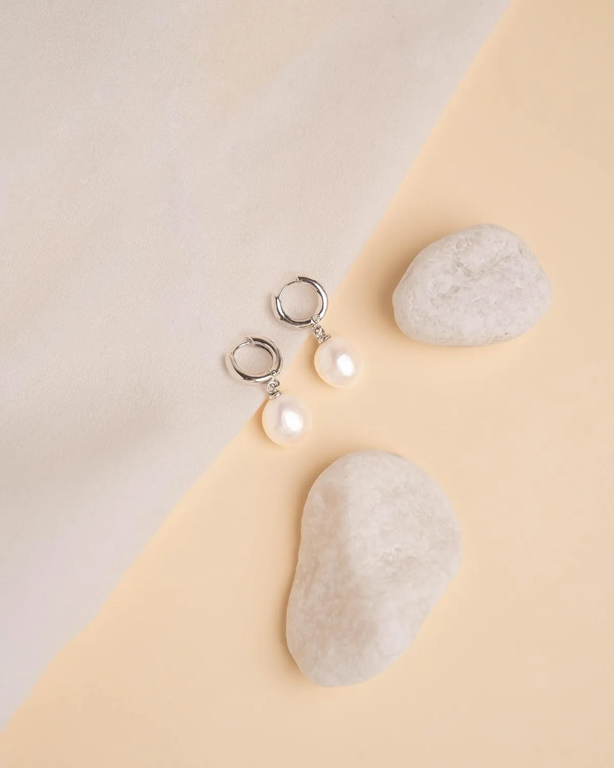 Women Pearl Earrings Freshwater Cultured Pearls Baroque Shape 12 to 13 mm with Large Zirconia Stone SECRET & YOU | Sterling Silver Earrings with Big Butterfly Backs.