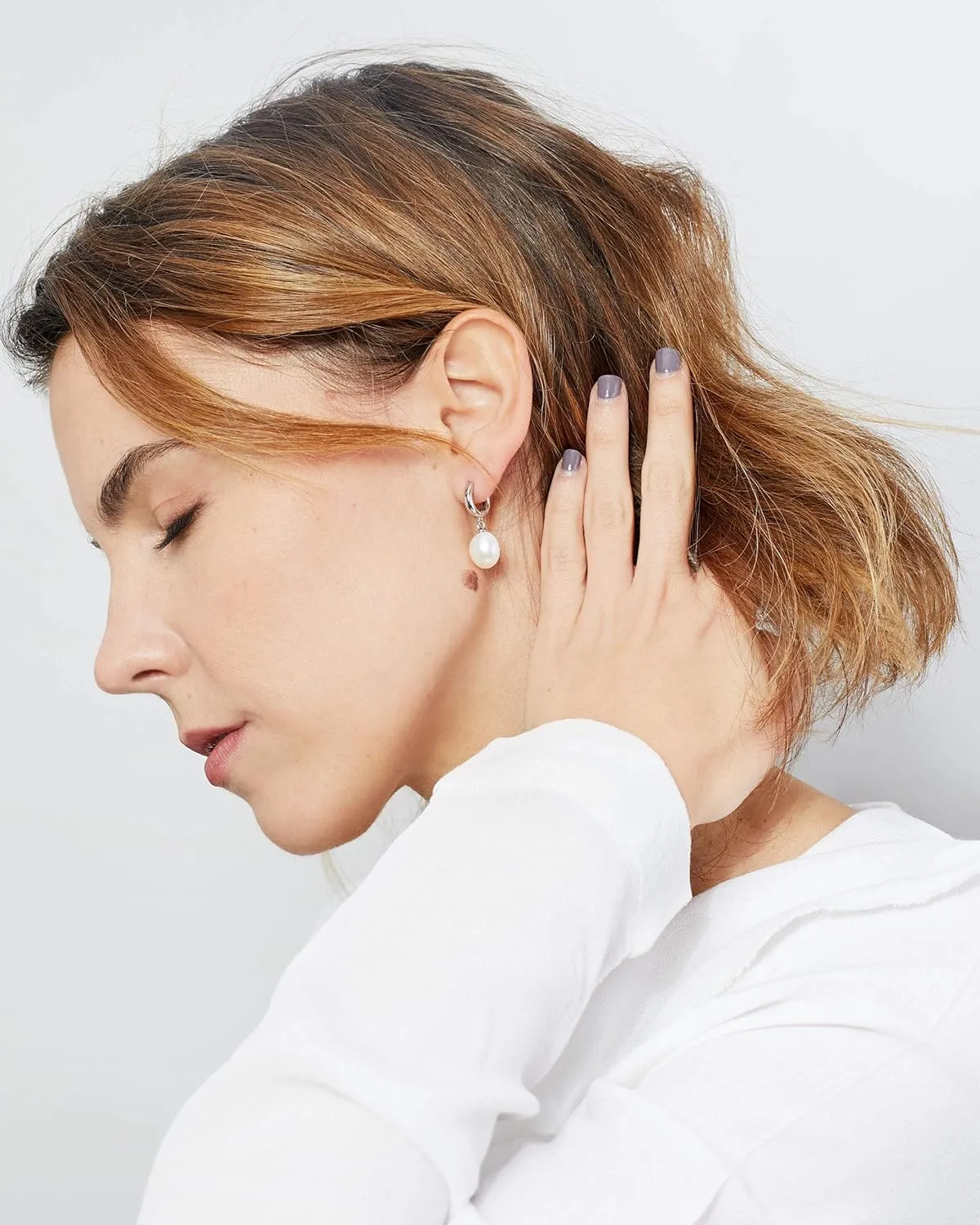 Women Pearl Earrings Freshwater Cultured Pearls Baroque Shape 12 to 13 mm with Large Zirconia Stone SECRET & YOU | Sterling Silver Earrings with Big Butterfly Backs.