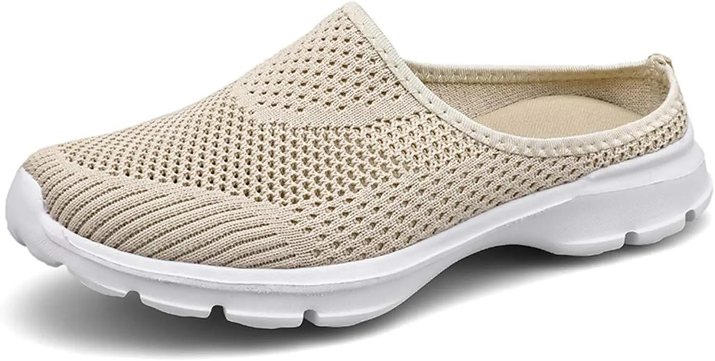 Women's Backless Walking Sneakers Orthopedic Open Back Slip On Mules Lightweight Slippers Closed Toe Slipper Comfort Breathable Mules Indoor Outdoor Anti-Skid Sole Shoes (Unisex)