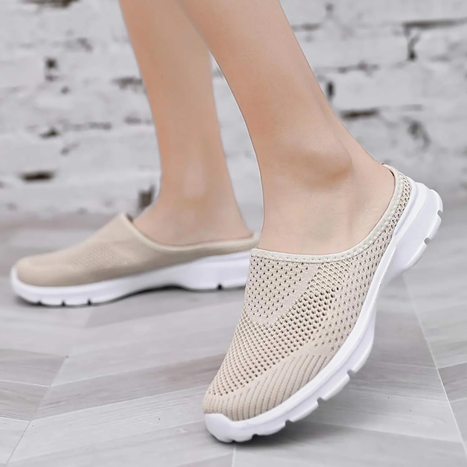 Women's Backless Walking Sneakers Orthopedic Open Back Slip On Mules Lightweight Slippers Closed Toe Slipper Comfort Breathable Mules Indoor Outdoor Anti-Skid Sole Shoes (Unisex)