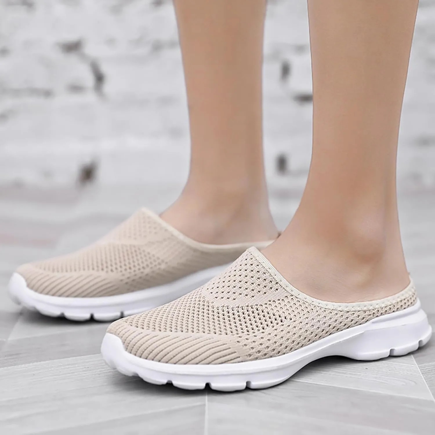 Women's Backless Walking Sneakers Orthopedic Open Back Slip On Mules Lightweight Slippers Closed Toe Slipper Comfort Breathable Mules Indoor Outdoor Anti-Skid Sole Shoes (Unisex)