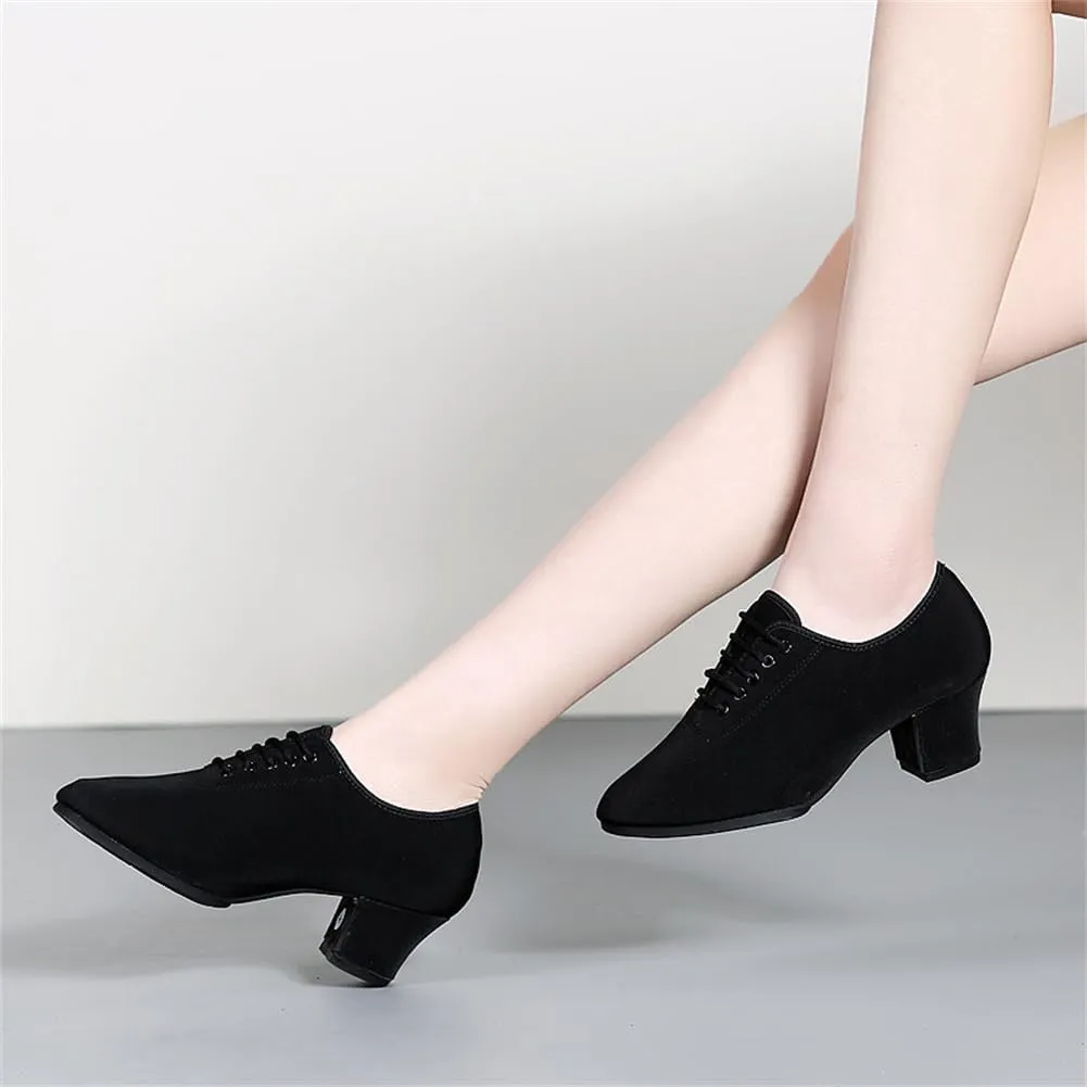 Womens Ballroom Dance Shoes, Suede Sole Tango Salsa Latin Shoe Professional Performance Dancing Practice Shoe