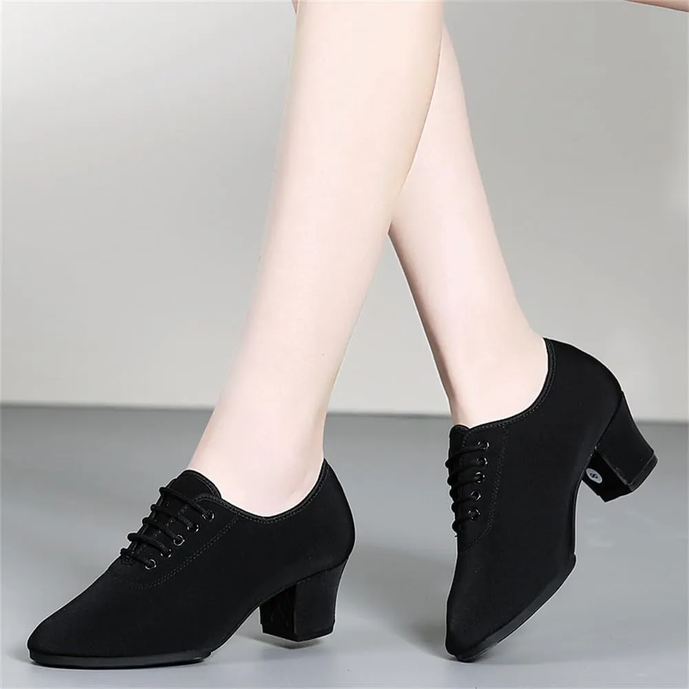 Womens Ballroom Dance Shoes, Suede Sole Tango Salsa Latin Shoe Professional Performance Dancing Practice Shoe