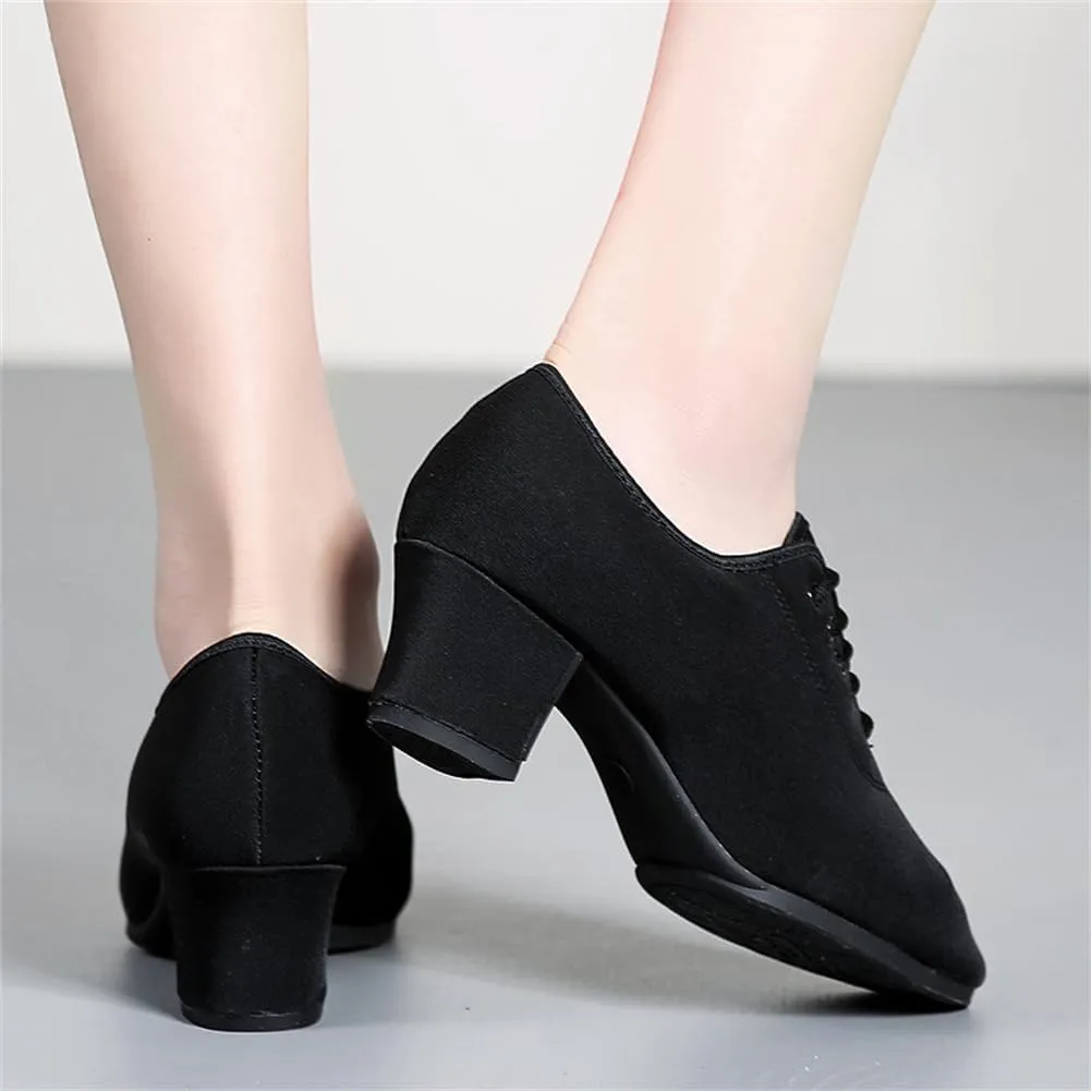 Womens Ballroom Dance Shoes, Suede Sole Tango Salsa Latin Shoe Professional Performance Dancing Practice Shoe