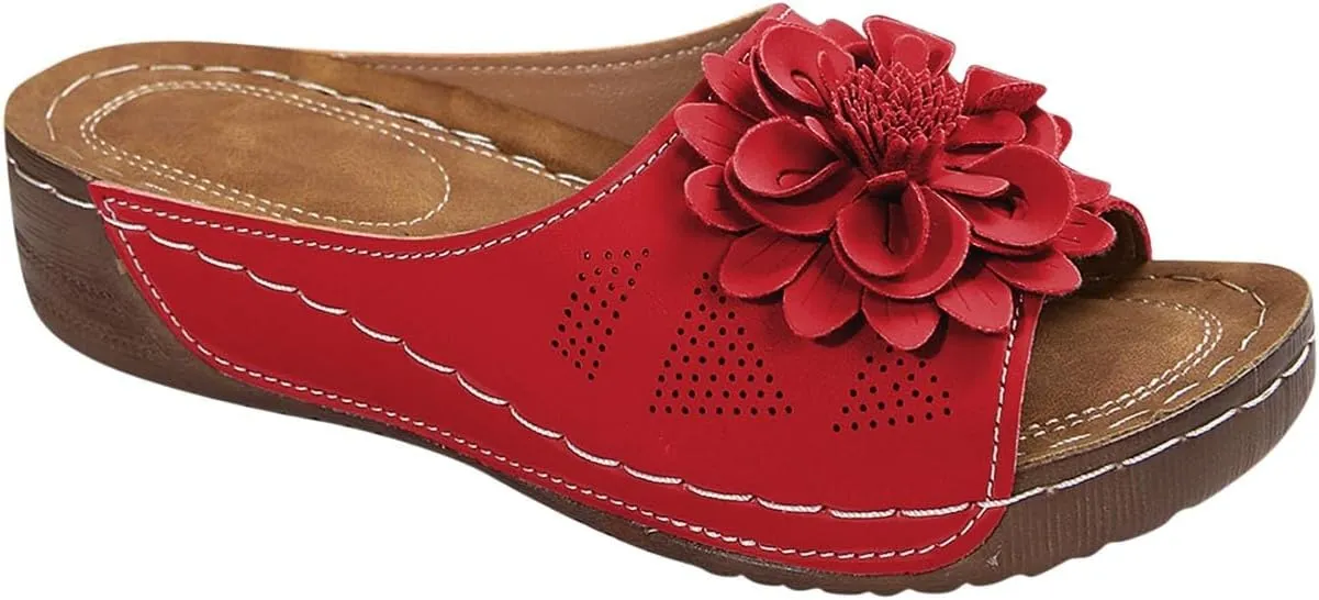 Womens Comfort Sandals 3D Boho Floral Fashion Comfortable Shoes Plus Size Casual Slip on Sandal with Arch Support