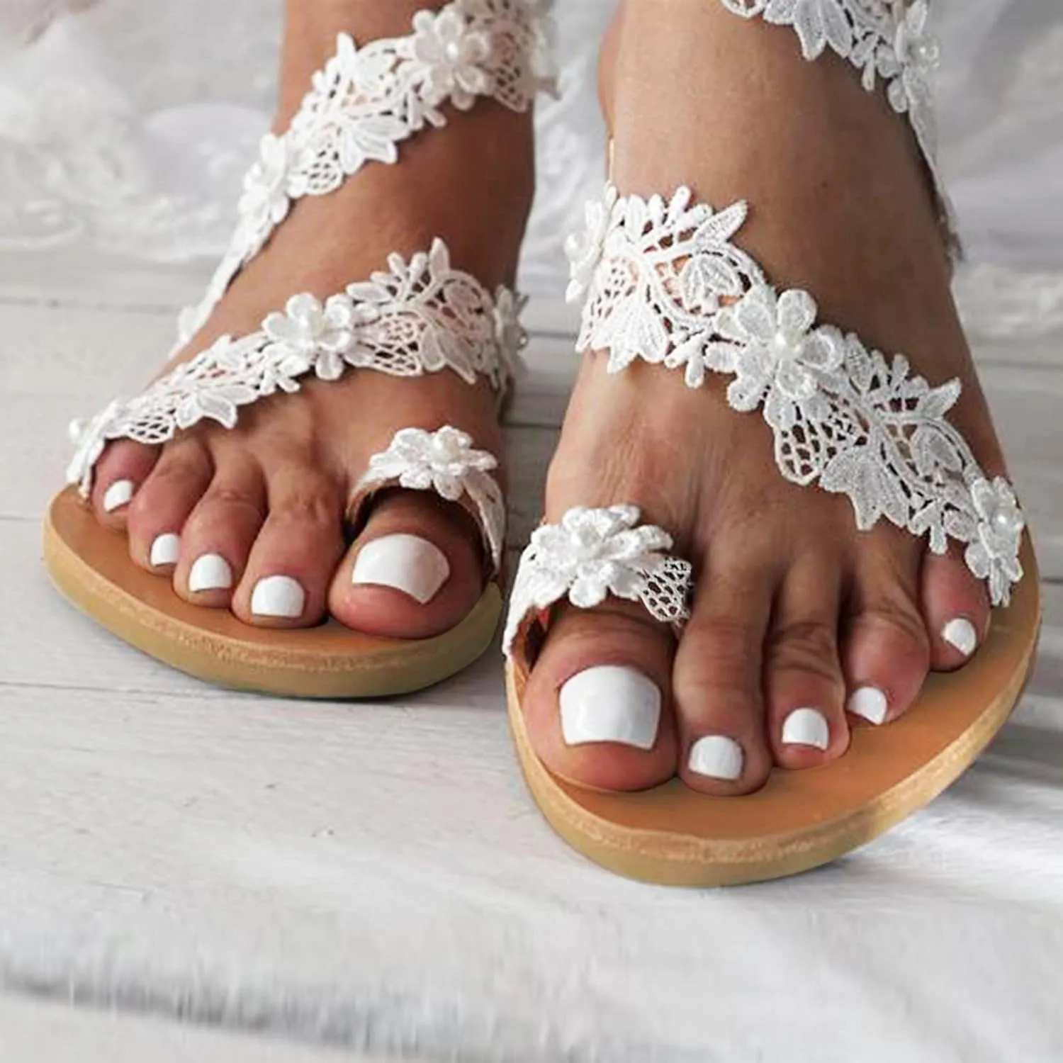 Women's Comfortable Vacation Sandals Ankle Elastic Jeweled Bohemian Flats Comfortable Walking Flat Sandals