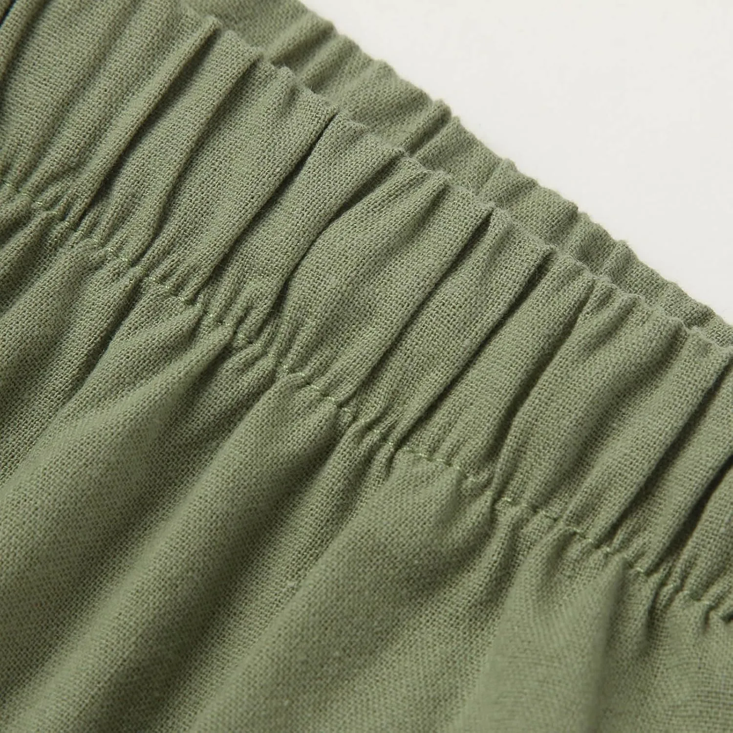 Womens Cotton Linen Palazzo Pants Casual Summer Beach Flowy Drawstring Elastic Waist Wide Leg Trousers with Pockets