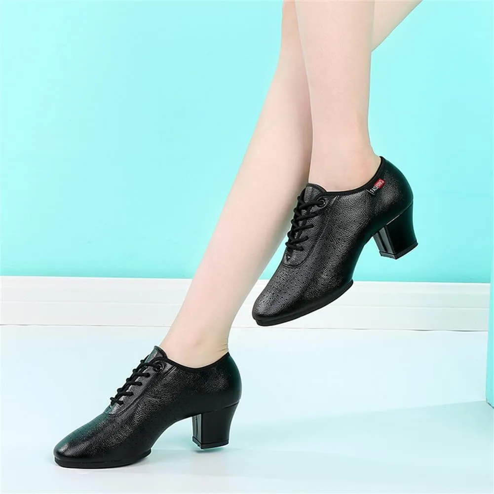 Women's Jazz Shoes, Lace-Up Dancing Sneakers for Ladies Modern Ballroom Dance Shoes Platform Walking Dance Shoes