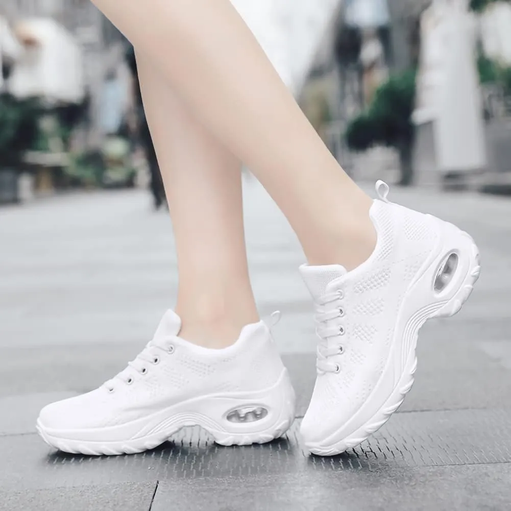 Women's Lace-up Dance Sneakers Air Cushion Hip Hop Athletic Line Dance Shoes Low Heel,Model 1918