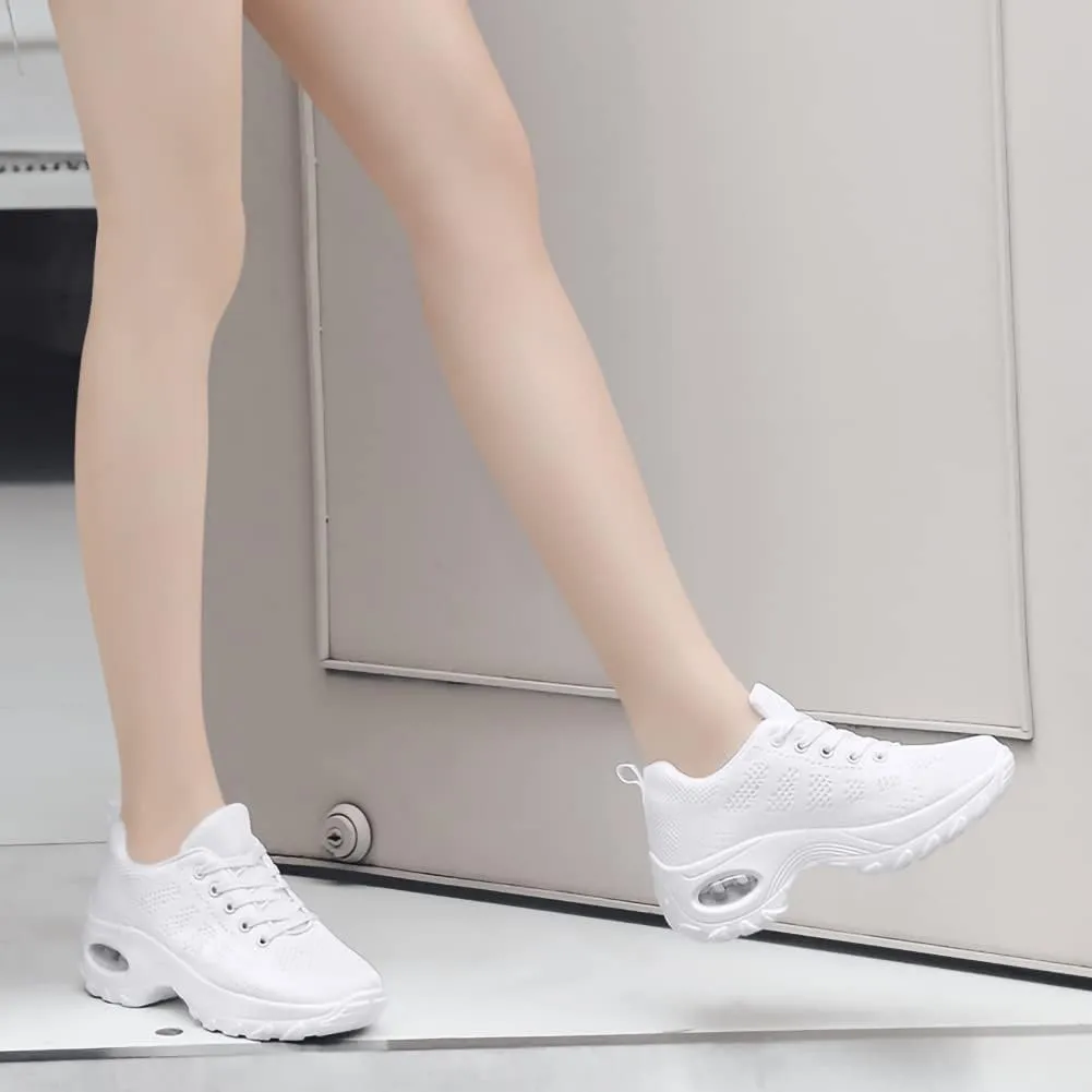 Women's Lace-up Dance Sneakers Air Cushion Hip Hop Athletic Line Dance Shoes Low Heel,Model 1918