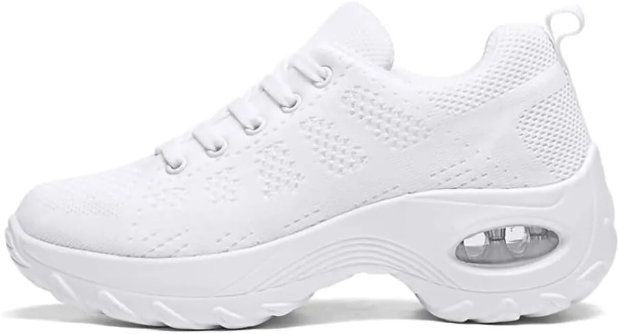 Women's Lace-up Dance Sneakers Air Cushion Hip Hop Athletic Line Dance Shoes Low Heel,Model 1918