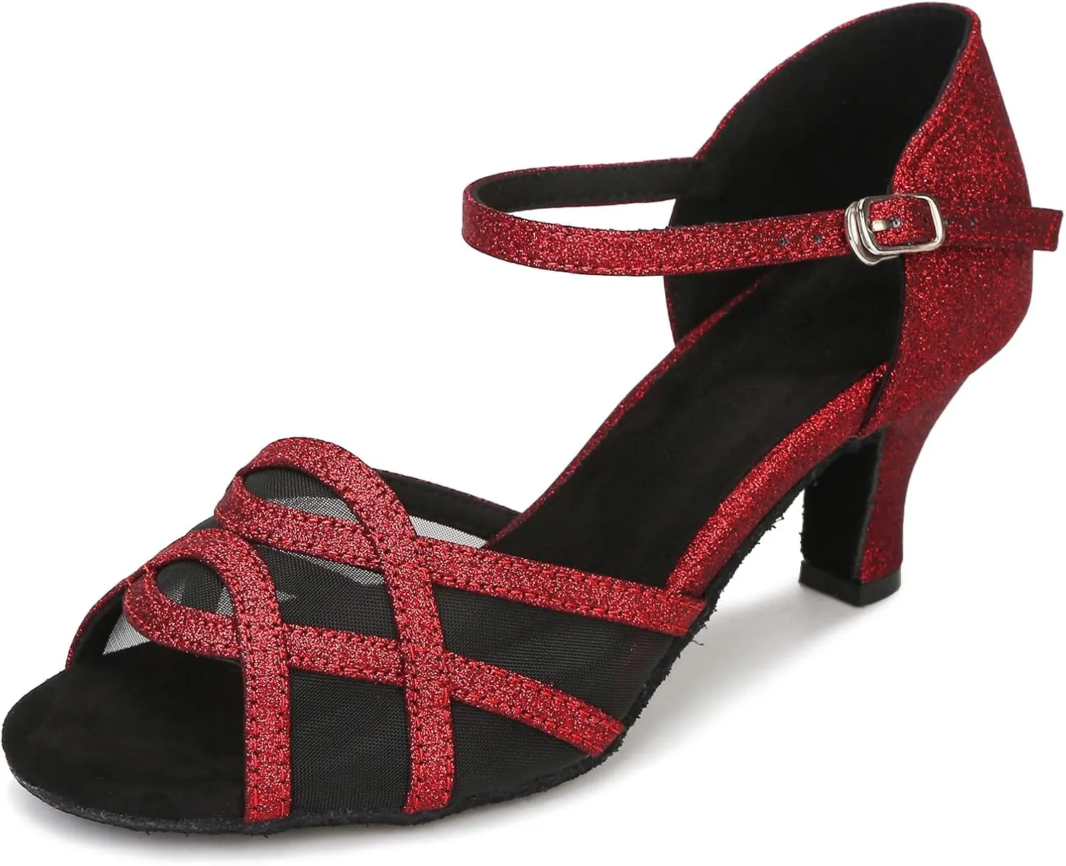 Women's Latin Dance Shoes Female's Ballroom Salsa Dance Shoes(B-Style Red Size 10.5)