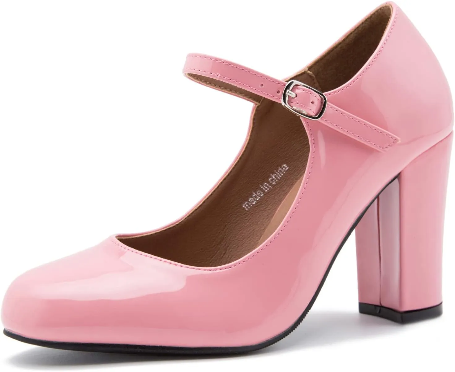 Women's Mary Jane Heels Closed Toe Chunky Heel Round Toe Block High Heel Pumps