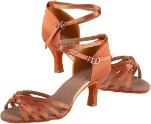Women's Professional Latin Dance Shoes Satin Ballroom Dance Shoes for Salsa Wedding Heel 2.7 Inches