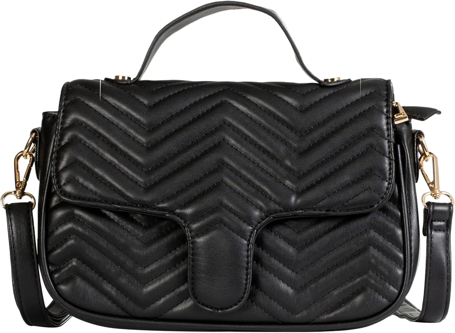 Womens Quilted Faux Leather Satchel Bag  Top Handle & Crossbody Strap  Heart Detail Purse  Kiki