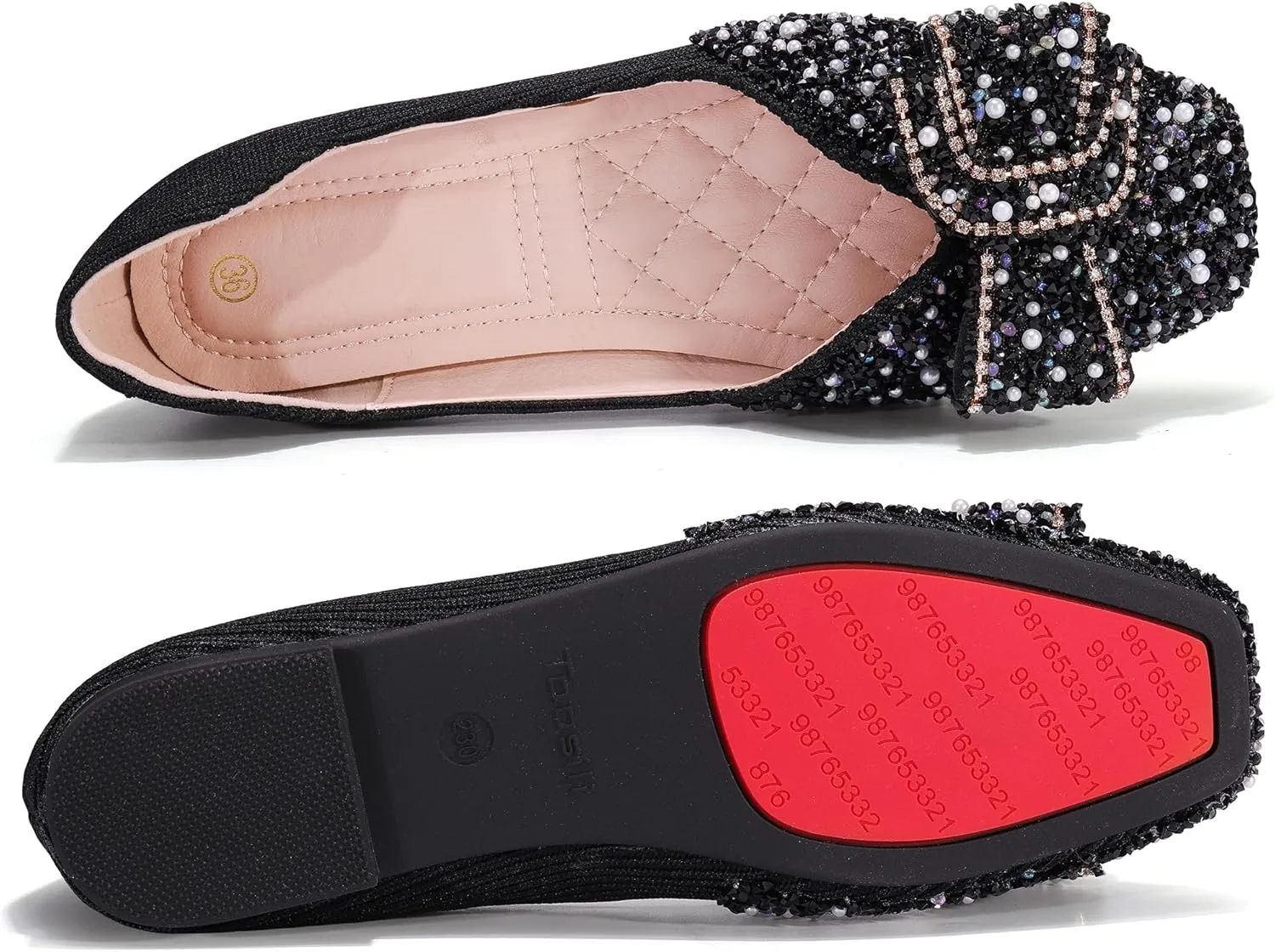 Women's Rhinestone Flats Pointed Toe Low Heel Wedding Shoes Comfortable Women Dress Shoes ?