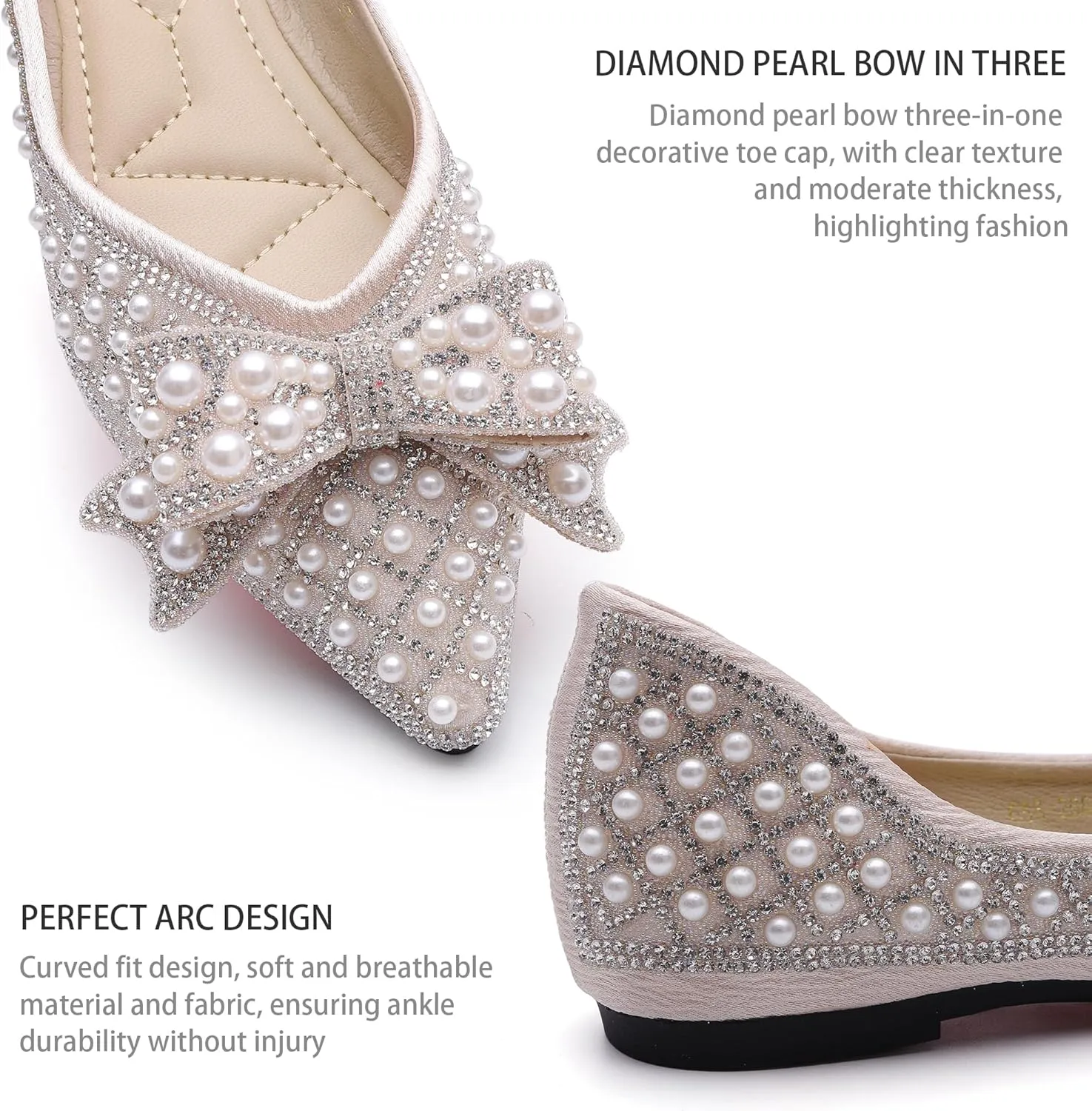 Women's Rhinestone Flats Pointed Toe Low Heel Wedding Shoes Comfortable Women Dress Shoes ?