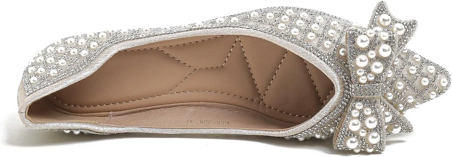 Women's Rhinestone Flats Pointed Toe Low Heel Wedding Shoes Comfortable Women Dress Shoes ?