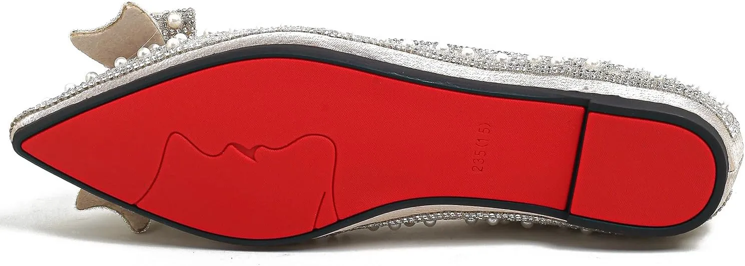 Women's Rhinestone Flats Pointed Toe Low Heel Wedding Shoes Comfortable Women Dress Shoes ?