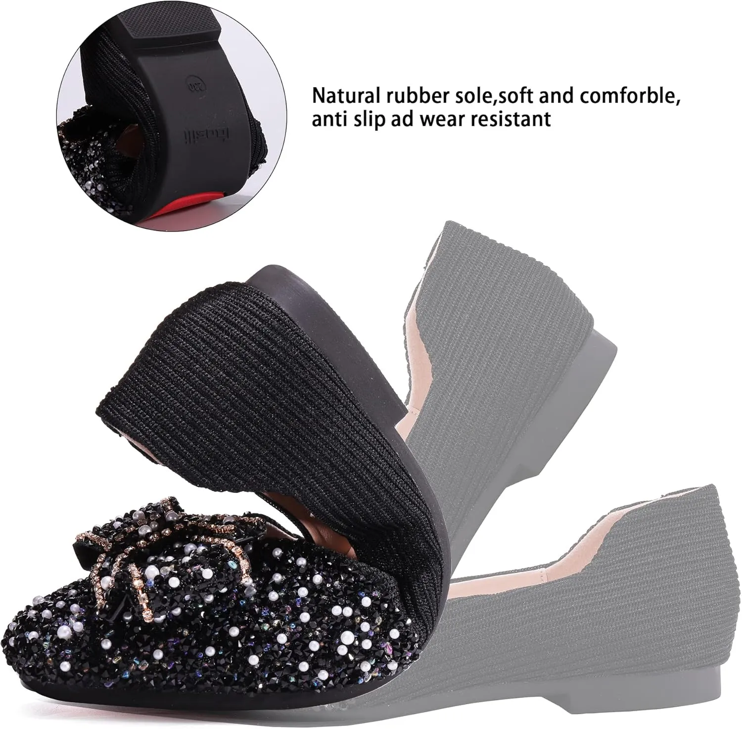 Women's Rhinestone Flats Pointed Toe Low Heel Wedding Shoes Comfortable Women Dress Shoes ?