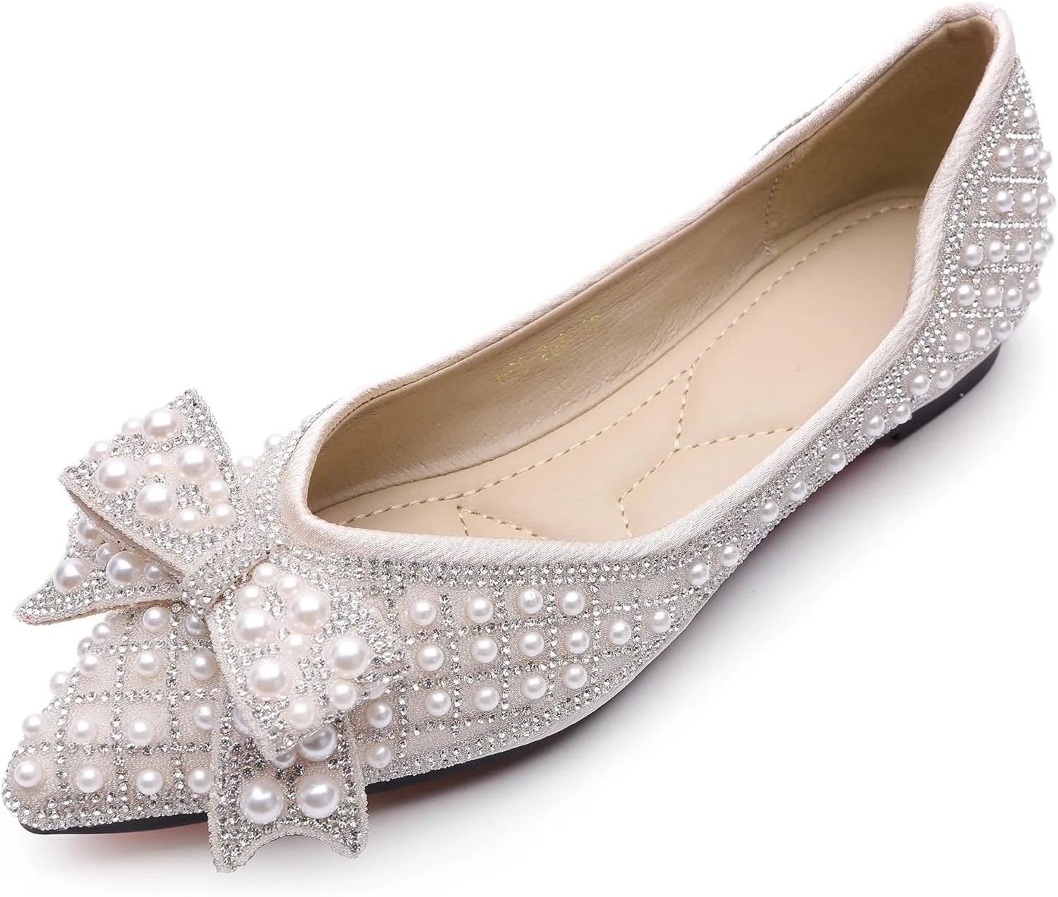 Women's Rhinestone Flats Pointed Toe Low Heel Wedding Shoes Comfortable Women Dress Shoes ?