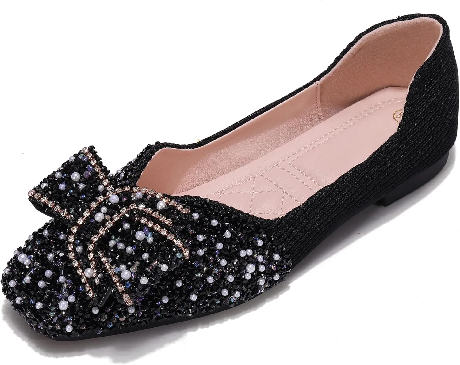 Women's Rhinestone Flats Pointed Toe Low Heel Wedding Shoes Comfortable Women Dress Shoes ?