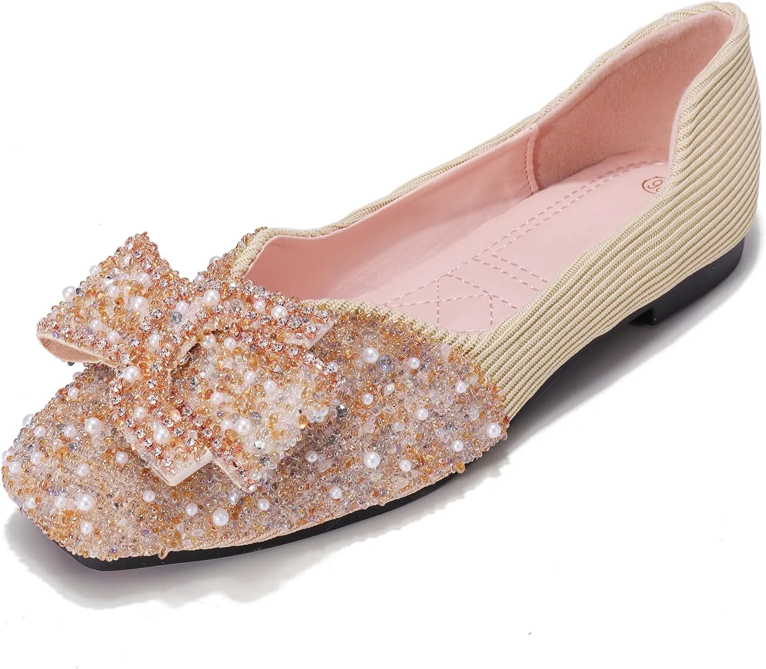 Women's Rhinestone Flats Pointed Toe Low Heel Wedding Shoes Comfortable Women Dress Shoes ?