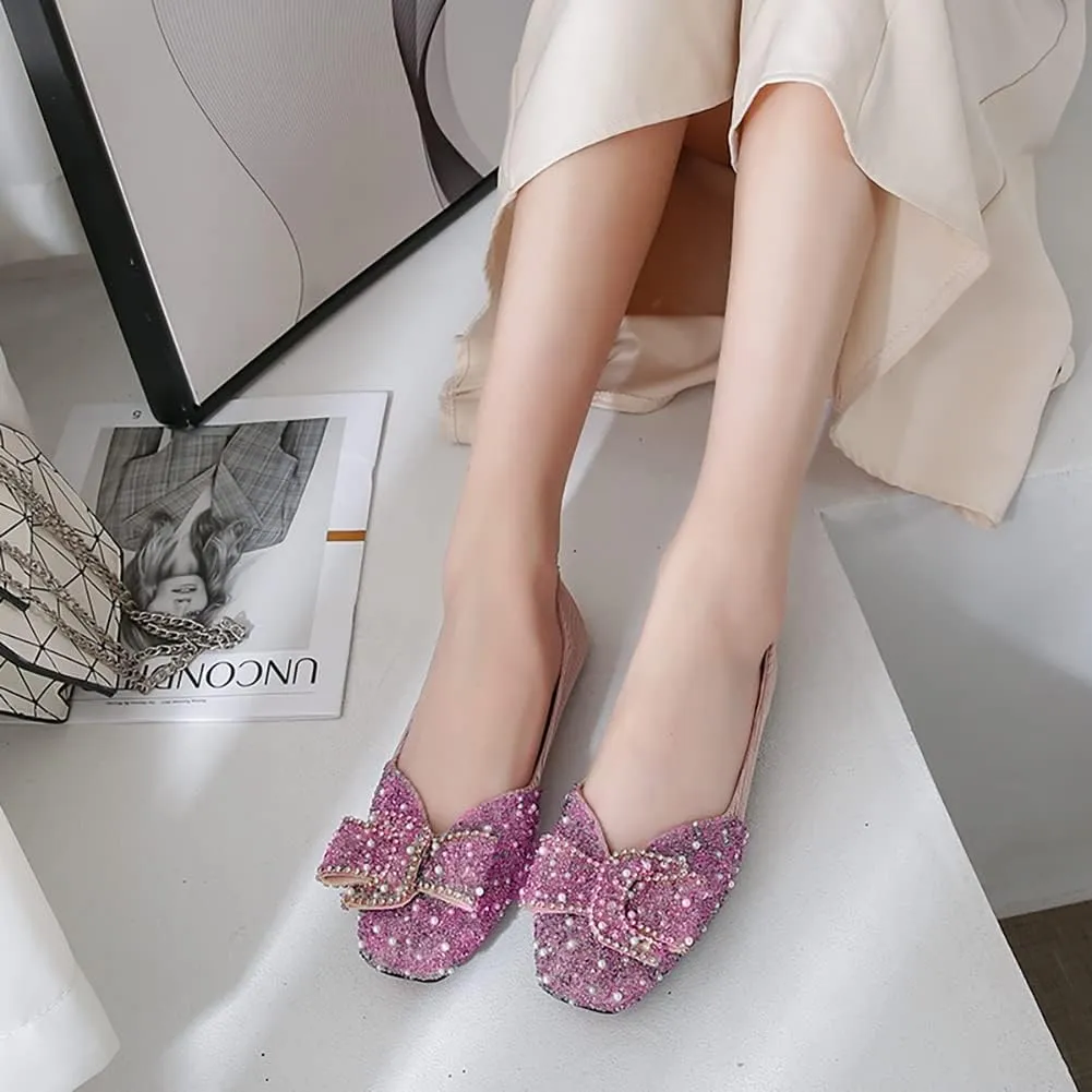 Women's Rhinestone Flats Pointed Toe Low Heel Wedding Shoes Comfortable Women Dress Shoes ?