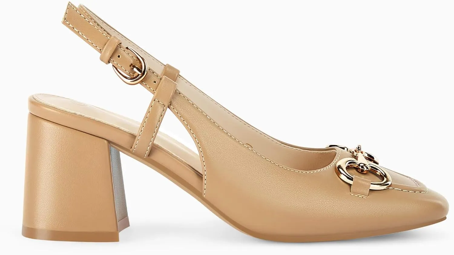 Womens Slingback Block Heels Closed Square Toe Dress Work Shoes Slip on Buckle Strap Business Pumps
