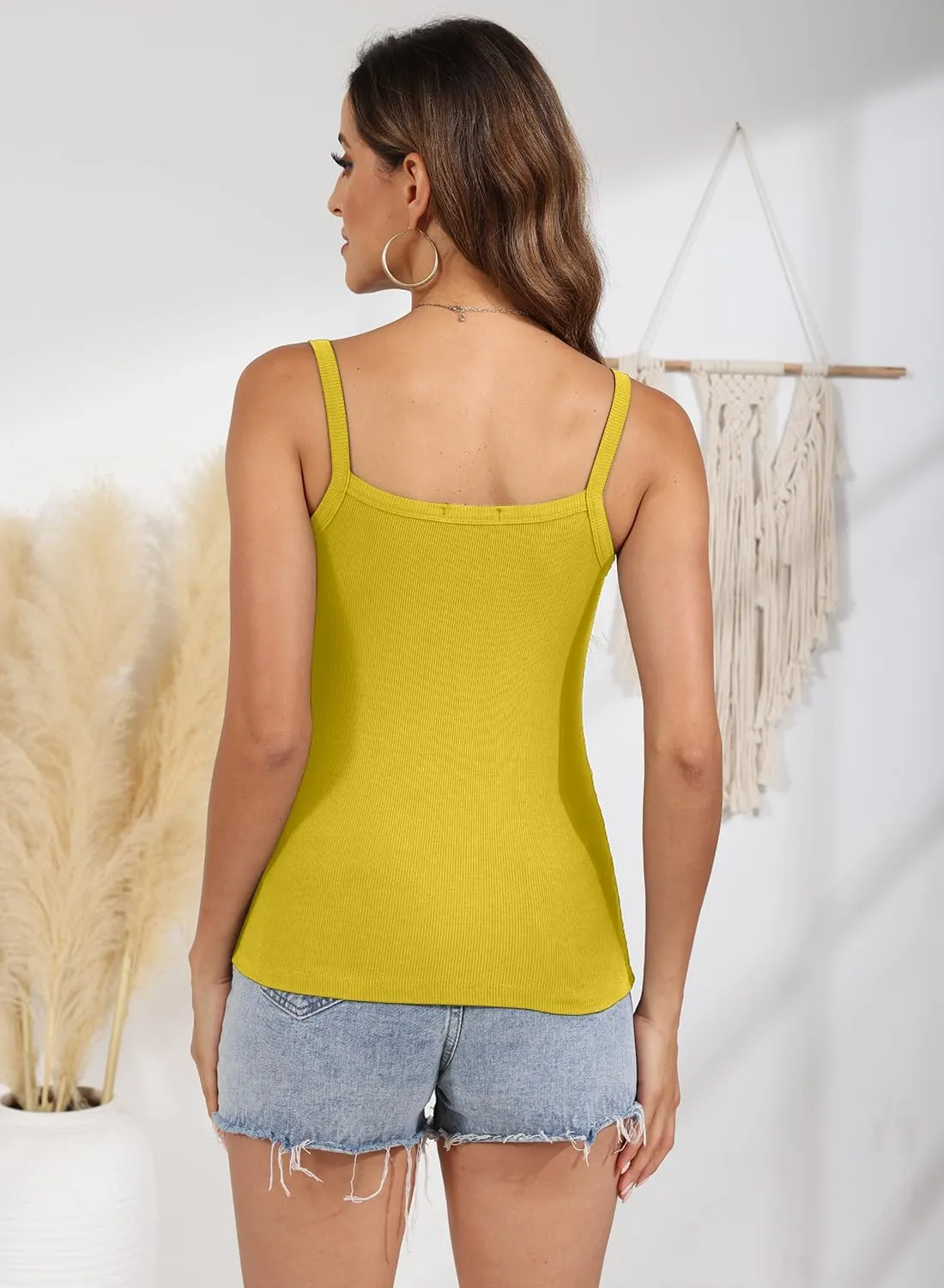 Women's Summer Tank Top Scoop Neck Sleeveless Ribbed Knit Camisole Shirts
