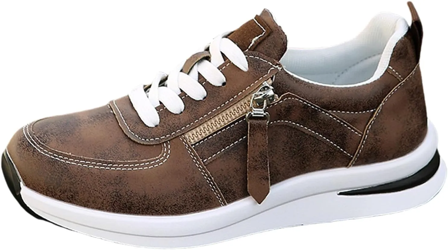 Women's Zipper Platform Tennis Shoes Wedge Sneakers Fashion Canvas Casual Hidden Heel Slip On Sneaker Non Side Low-Top Lace-Up Solid Color with Comfortable Lightweight Walking