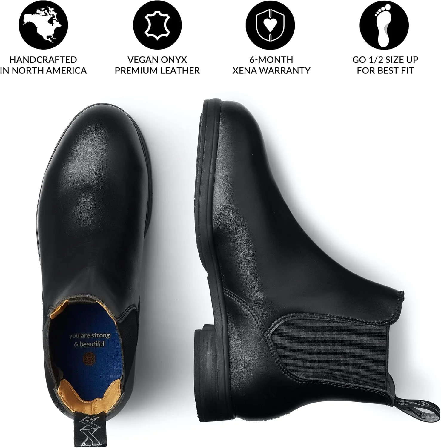 Xena Valence SD Womens Safety Steel Toe Work Shoes, Elastic, Breathable, Comfortable, Slip Resistant, Chelsea, ASTM F2413-24 Certified, OSHA Compliant, Static Dissipative, Black Onyx Vegan Leather