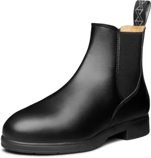 Xena Valence SD Womens Safety Steel Toe Work Shoes, Elastic, Breathable, Comfortable, Slip Resistant, Chelsea, ASTM F2413-24 Certified, OSHA Compliant, Static Dissipative, Black Onyx Vegan Leather