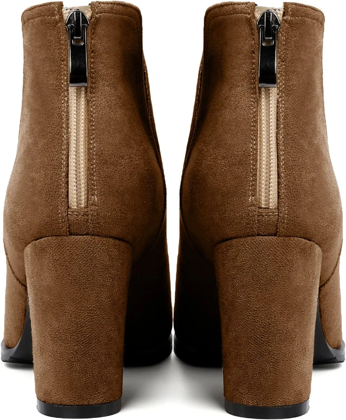 Zamikoo Women's Ankle Boots, Chunky Heel Round Toe Ankle Booties, Dressy Comfortable Block Heel Fall Boots Back Zip 3.5 Inch with Fur